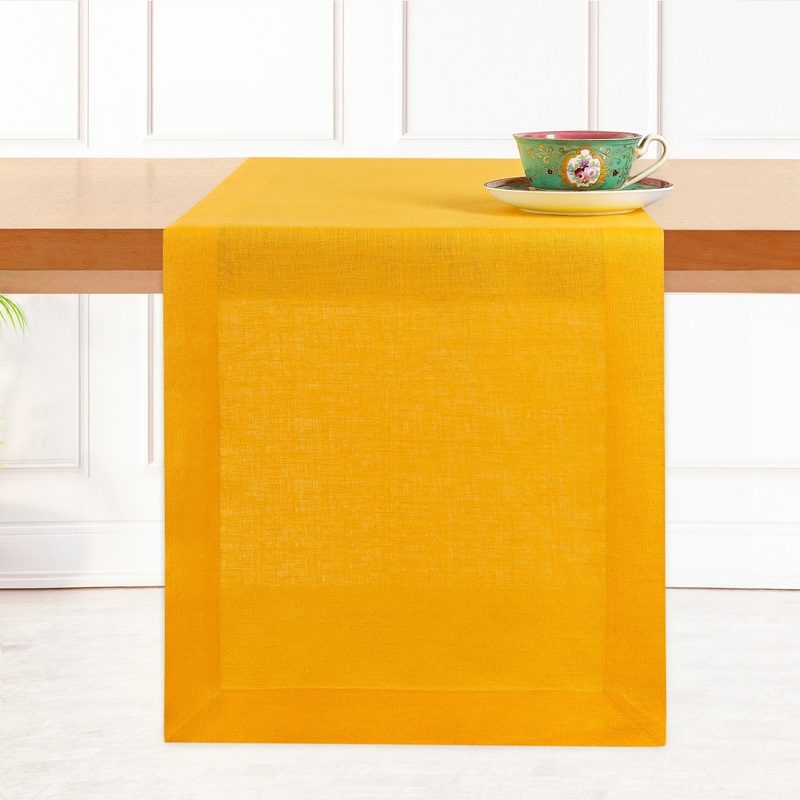 Sunflower Yellow Pure Linen Table Runner – Hemmed