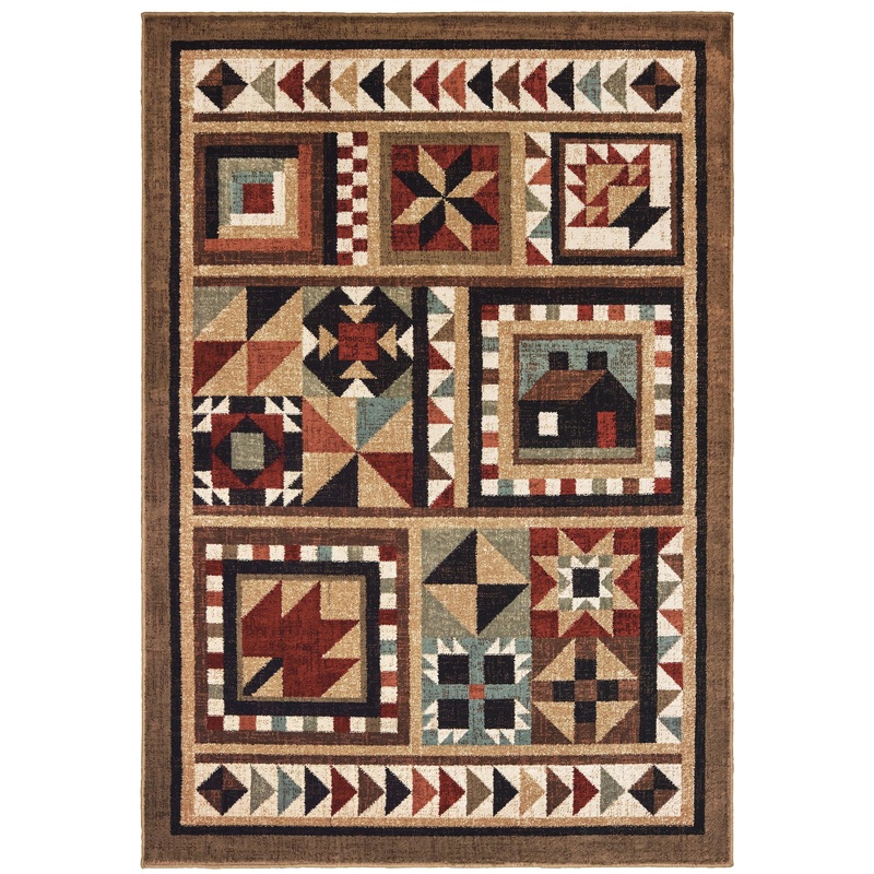 Woodlands Brown Multi Cabin/Lodge Southwest/Lodge Indoor Rug