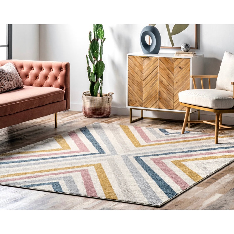 6′ 7″” x 9′ Neveah Contemporary Chevron Area Rug