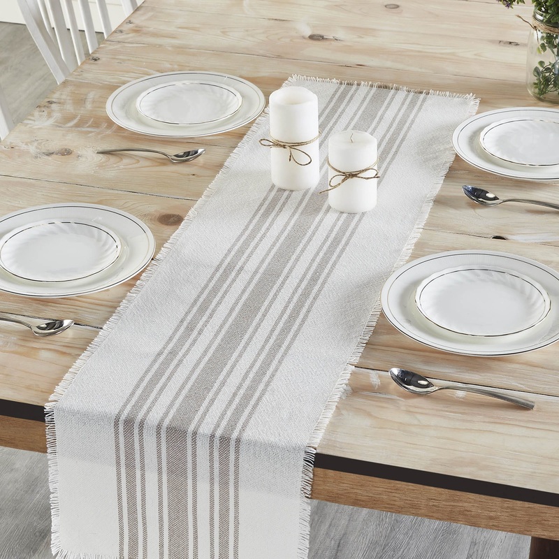 Antique White Stripe Dove Grey Indoor/Outdoor Runner 12×48