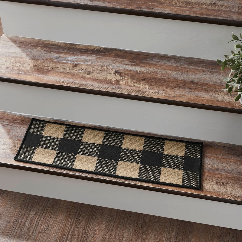 Black Check Indoor/Outdoor Stair Tread Rect Latex 8.5×27