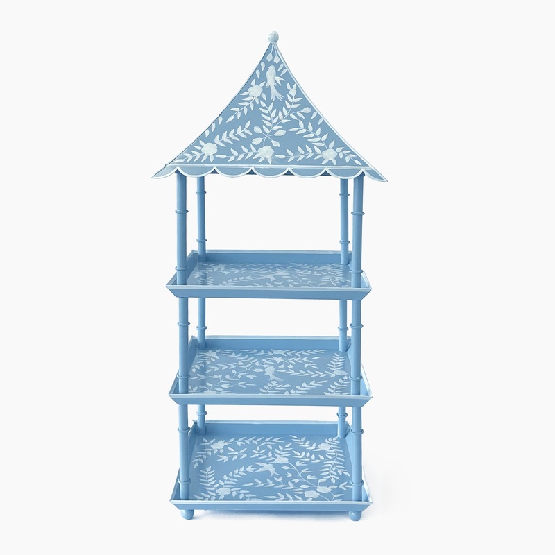 Blue Tole Three Tier Pagoda Stand
