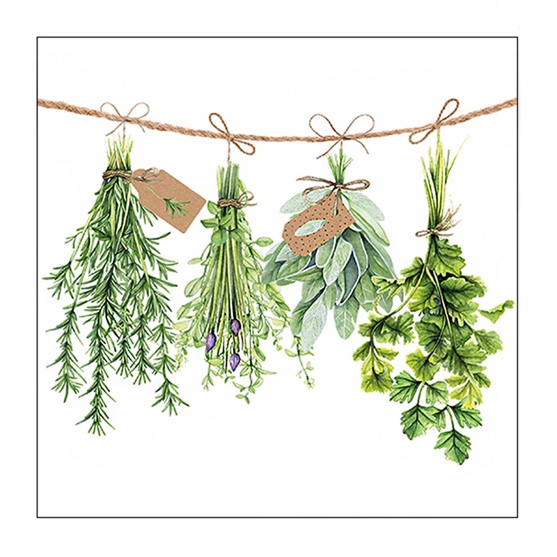 Cocktail Napkins Fresh herbs Set of 20