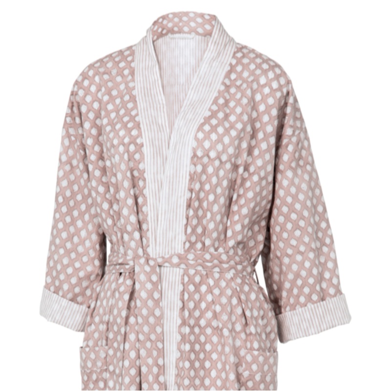 Cotton Reversible Kimono Long Medallion Design – Fuchsia Rose