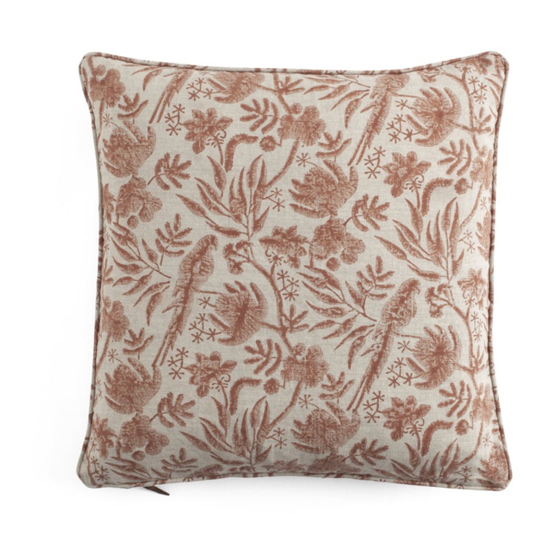Linen Cushion Cover Parrot – Rust – PRE ORDER FOR SPRING