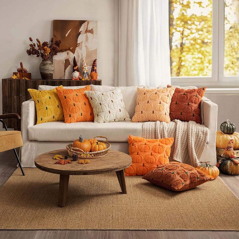 MIULEE Decorative Fall Pumpkin Farmhouse Pillow Covers