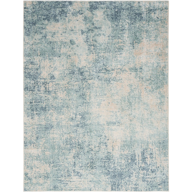 Nourison Astra Machine Washable Blue Ivory Modern Indoor Rug ASW07