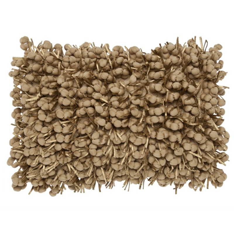 Pompom Woven Beige Pillow