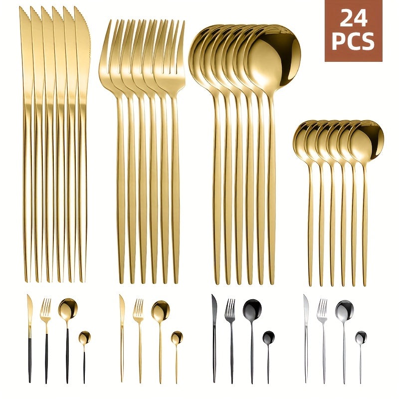 24Piece DishwasherSafe Stainless Steel Cutlery Set