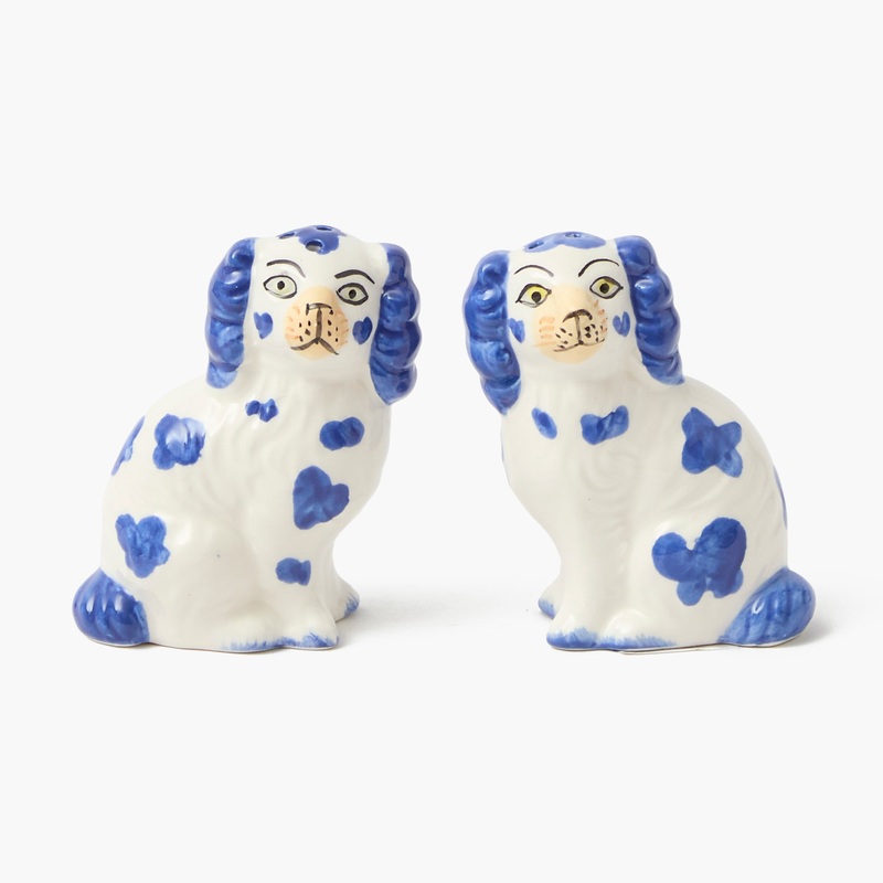 Blue Staffordshire Dog Salt & Pepper Shakers