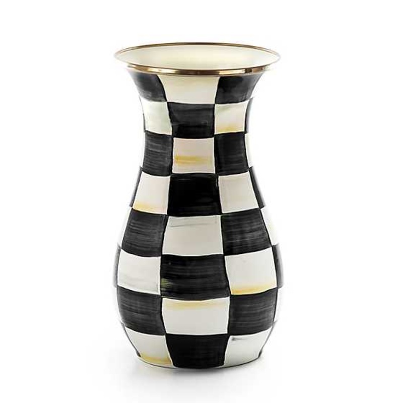Courtly Check Enamel Vase – Tall