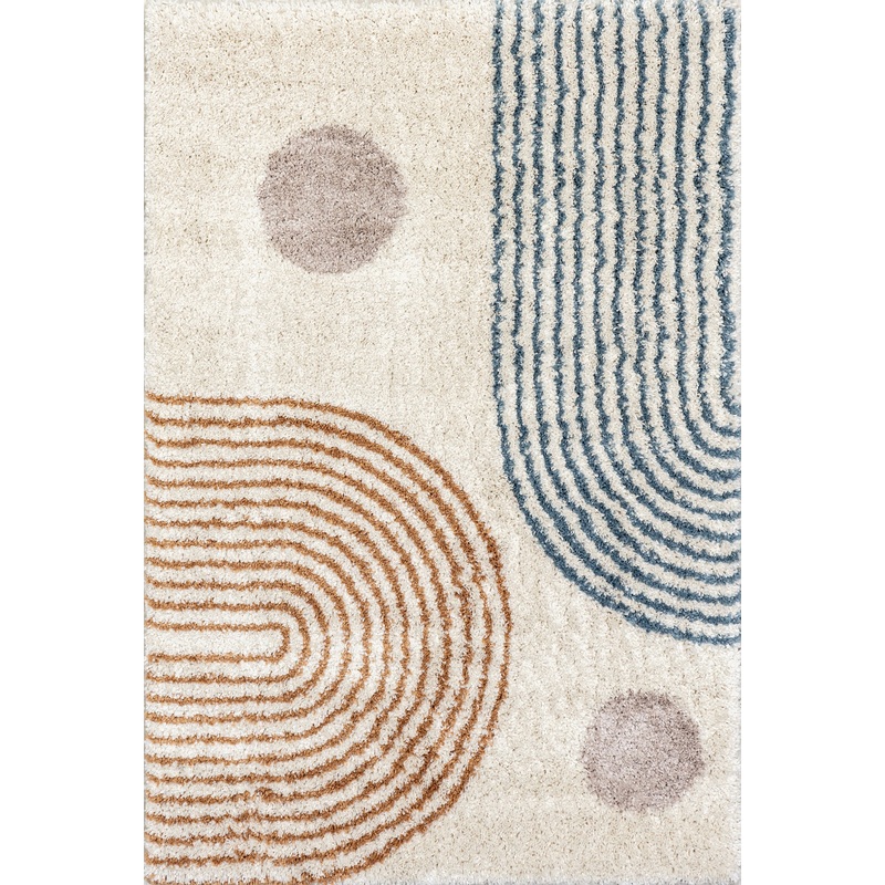 Hedda Retro Geometric Shag Rug | Beige