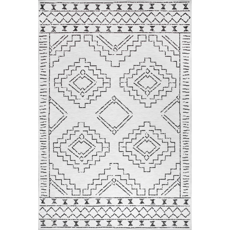 Moroccan Washable Rug | White