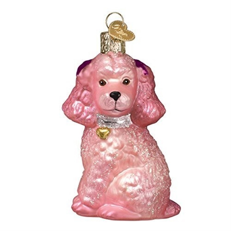 Old World Christmas Blown Glass Christmas Ornament, Pink Poodle