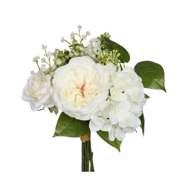 12″ Rose/Hydrangea Bouquet White