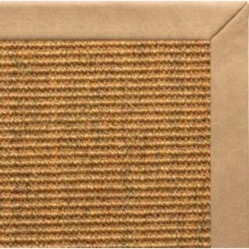 Cognac Sisal Rug with Desert Faux Leather Border