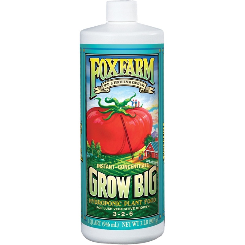 Hydrofarm FoxFarm Grow Big Hydro Liquid Concentate Plant Food, 1 Quart