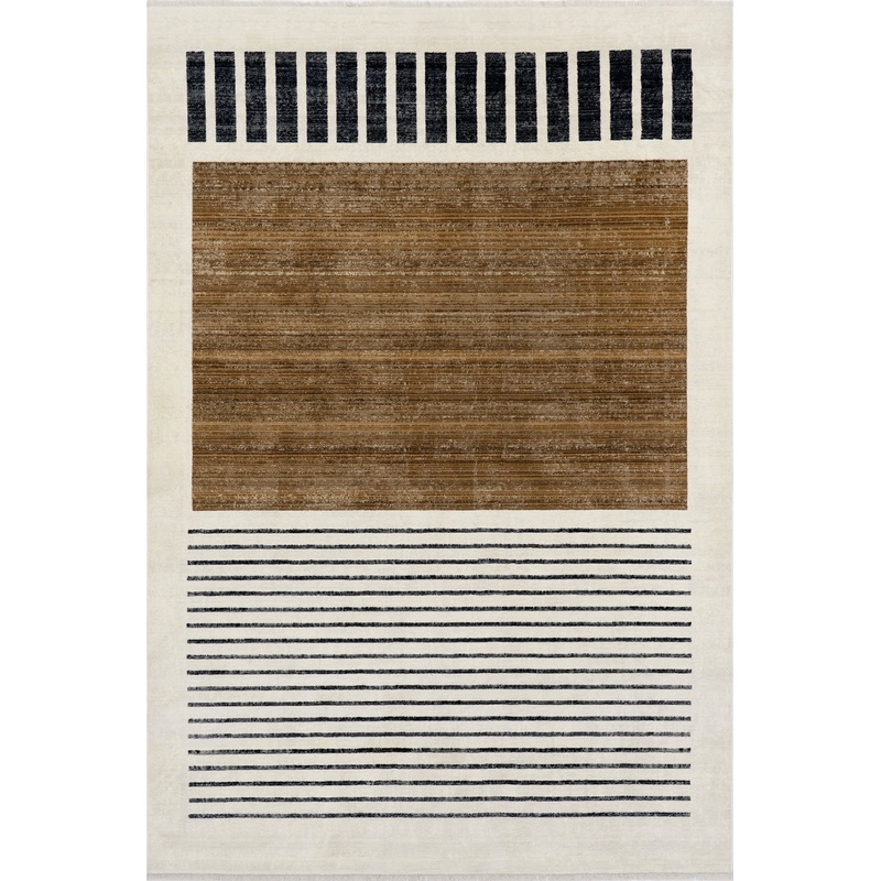 Anette Block Striped Rug | Beige