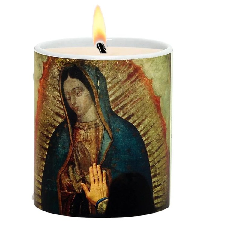 SUBLIMART: Prayer Candle – Porcelain Soy Wax Candle Our Lady of Guadalupe