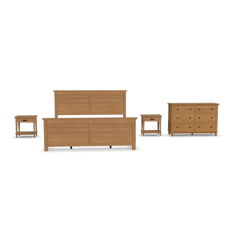 Traditional King Bed, Two Nightstands and Dresser By Oak Park