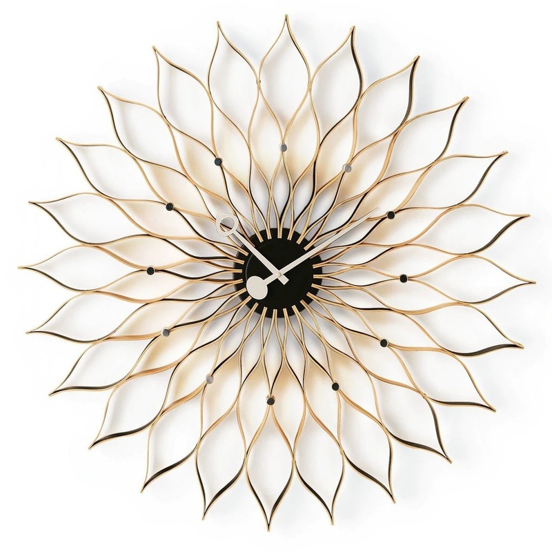 Vitra Wall Clock Sunflower Clock Black and Birch 1958