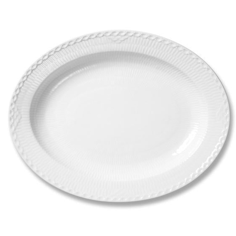 White Fluted Half Lace Oval Platter