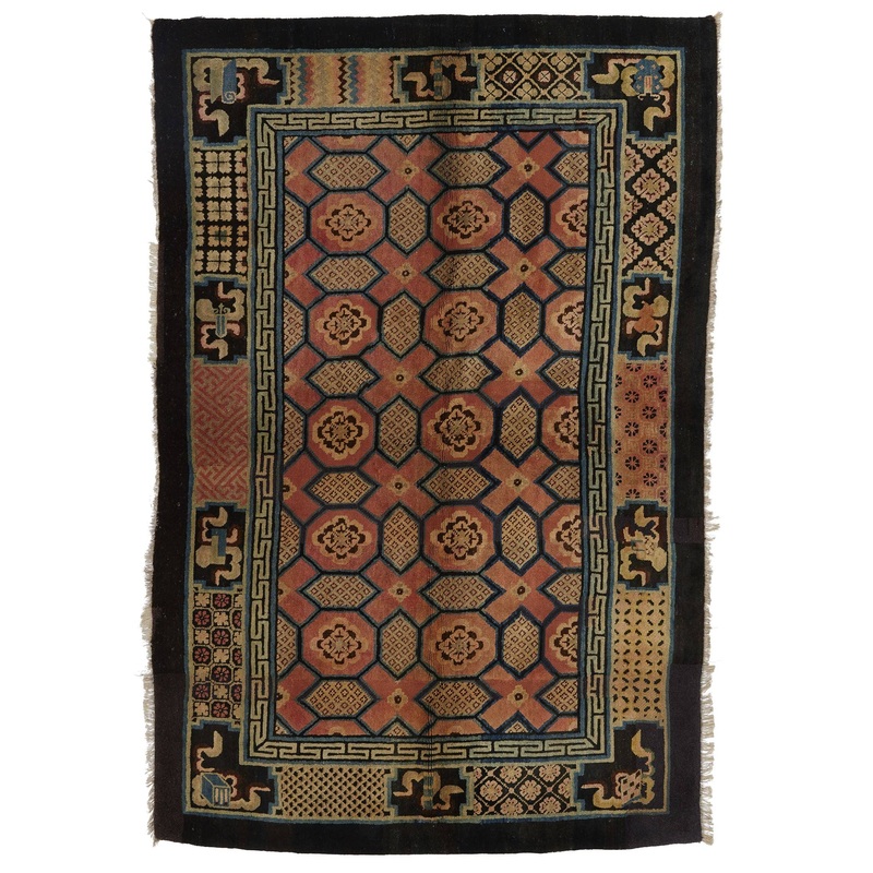 ANTIQUE CHINESE PAO TOU SALMON/BLUE  5′ x 8′