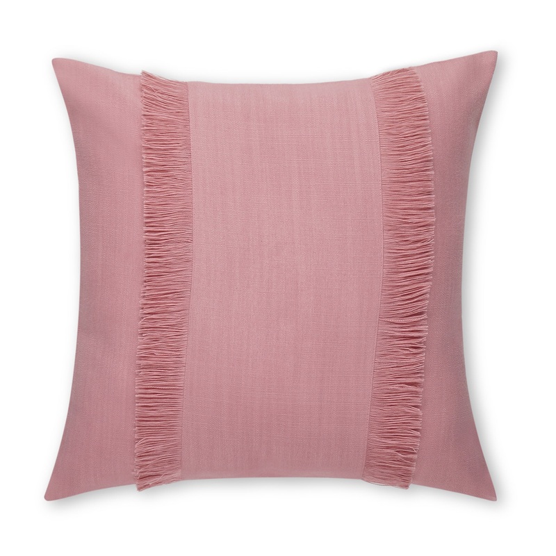 Bohemian Double Fringe Pillow Cover – Dusty Pink