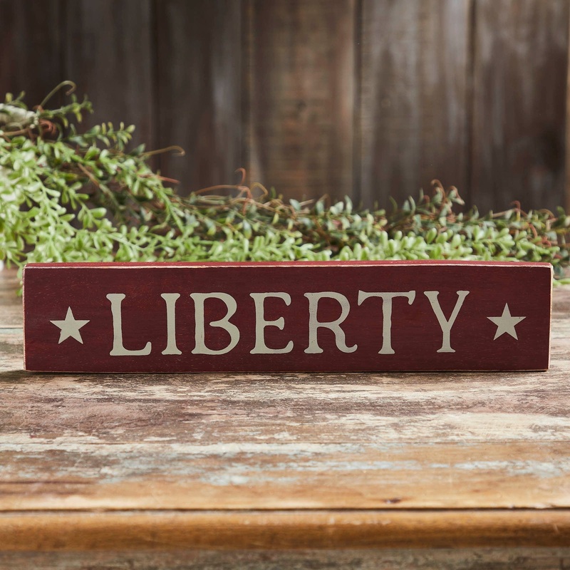 Burgundy Liberty Wooden Sign 3×14
