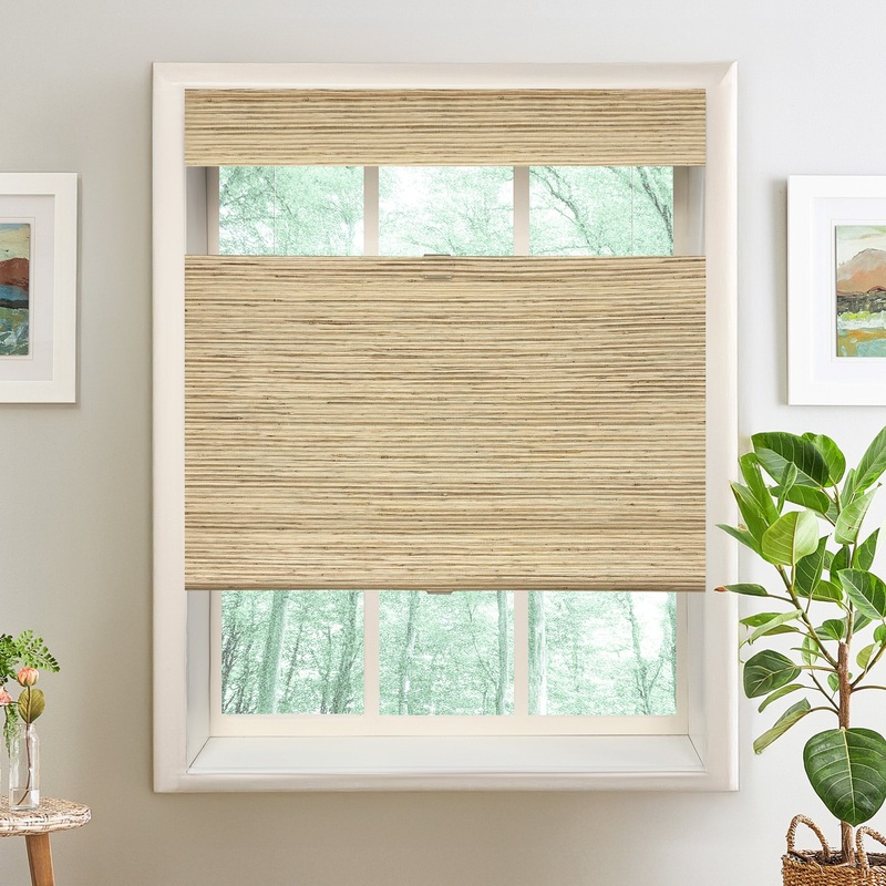 Ramie Woven Bamboo No-Drill Blinds & Shades Top Down Bottom Up| Beige Brown