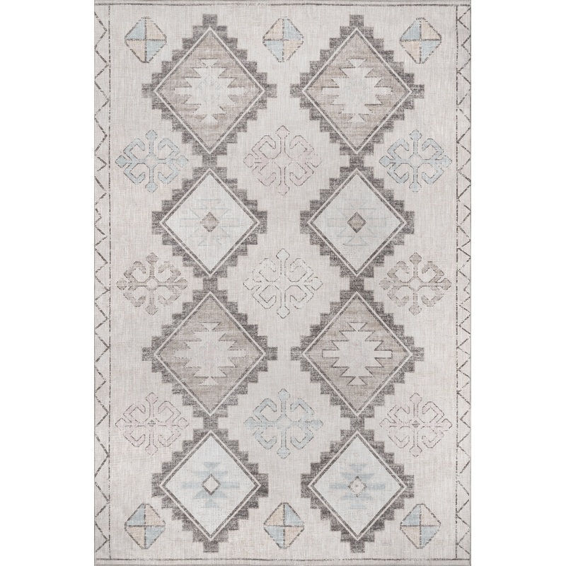 Tara Washable Diamond Rug | Khaki