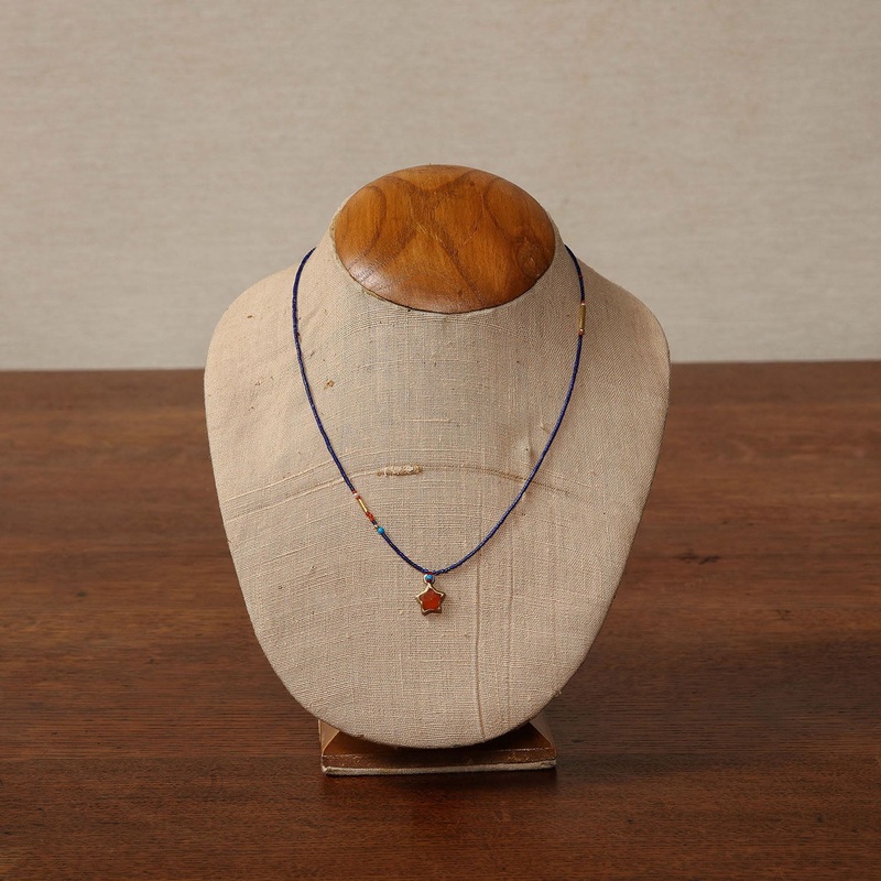 Tiny Lapis with carnelian star necklace