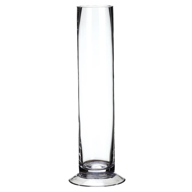 13″ Glass Footed Cylinder Vase