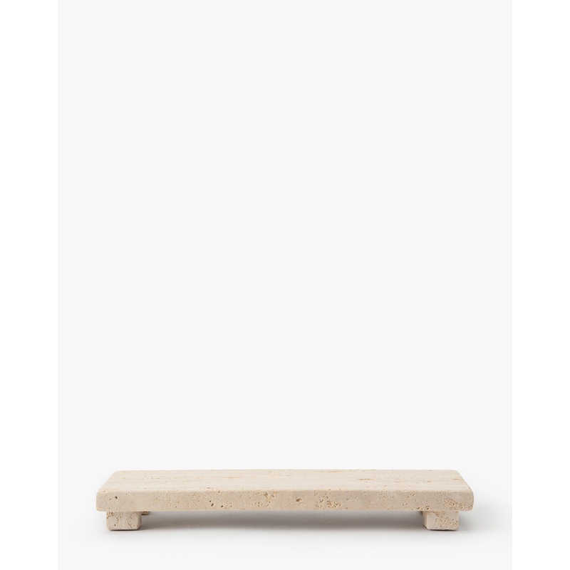 Beige Travertine Footed Serving Board