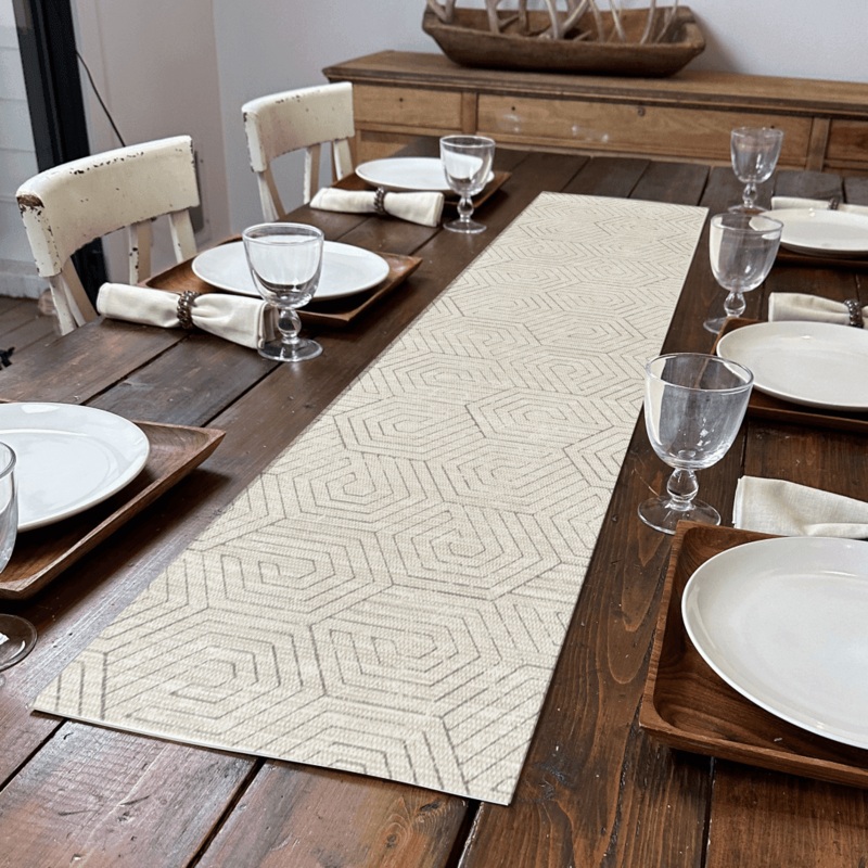 Camden Table Runner | Beige – Premium Vinyl Mat