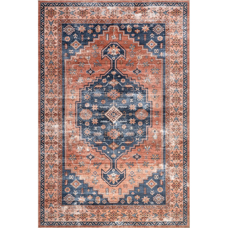 Daisy Spill Proof Washable Persian Rug | Brick