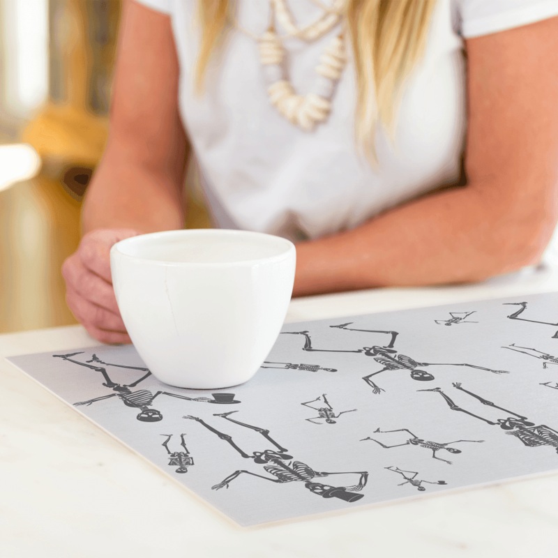 Dancing Bones Placemat | Grey – Premium Vinyl Mat