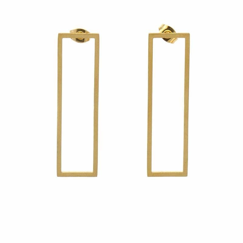 Earrings: 18k Gold Plated Stainless Steel Rectangle Studs – Starfish Project