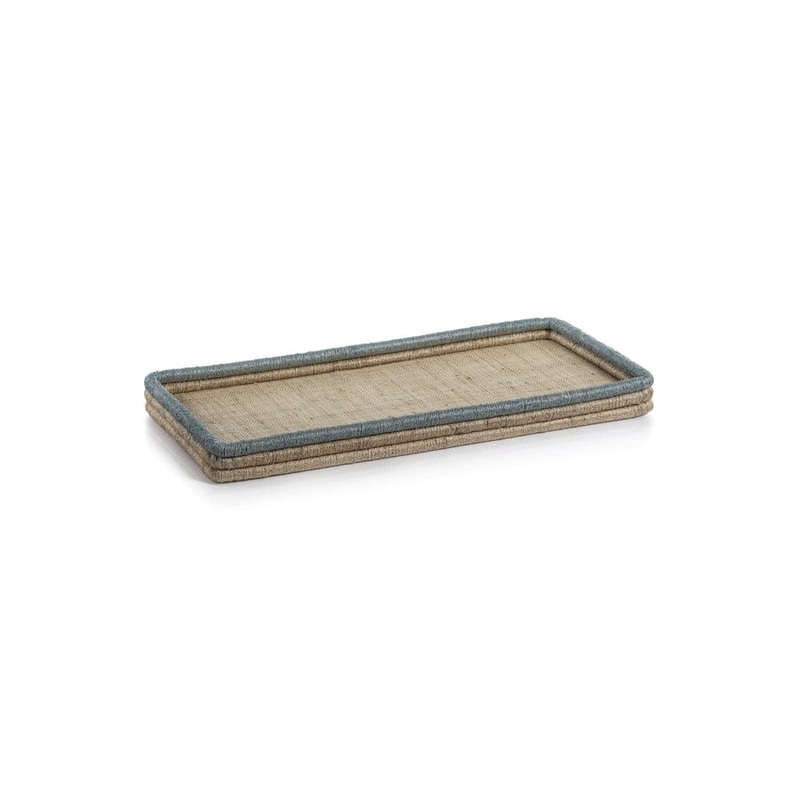 La Cte Coiled Rattan and Abaca Rectangular Serving Tray