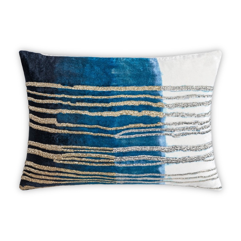 Maia Blue Embroidered Pillow