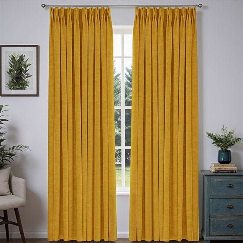 “Bold” Custom Heavyweight Linen Drape Pleated – Bright Yellow