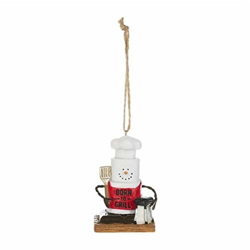 Ganz S’mores Resin Holiday Ornament, Born to Grill Snowman
