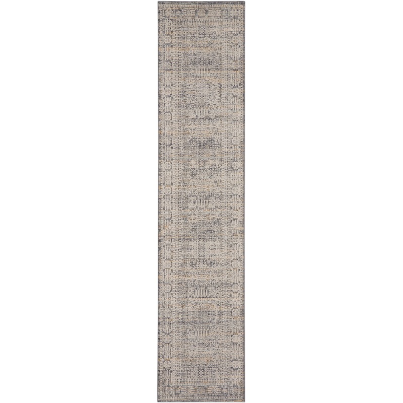 Nourison Lynx 2’3″ x 12′ Ivory Slate Vintage Indoor Rug