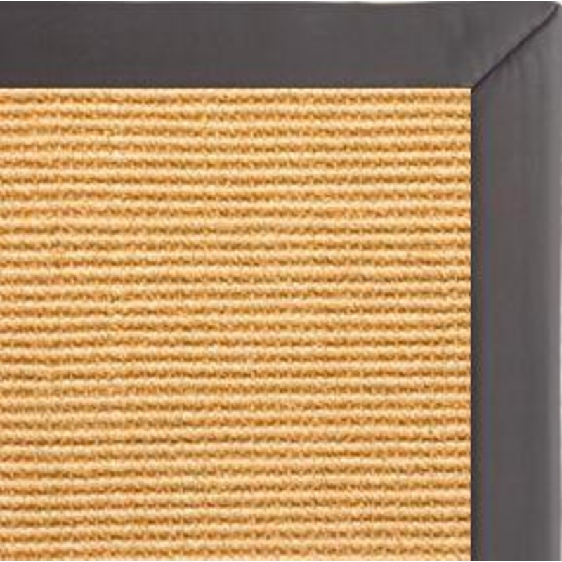 Tan Sisal Rug with Midnight Faux Leather Border