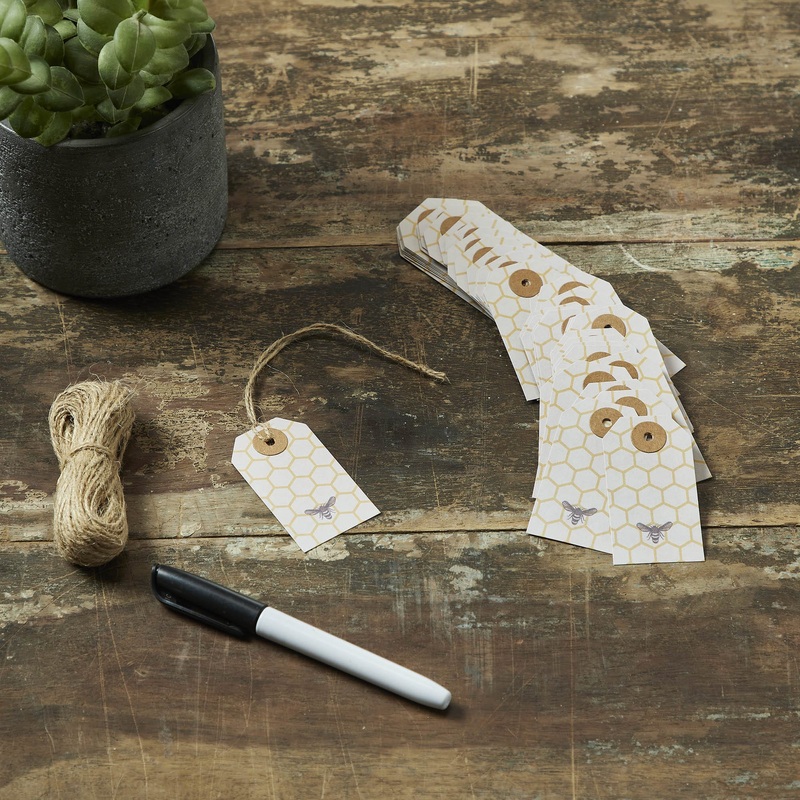 Buzzy Bees Bee Paper Tag 2.75×1.5 w/ Twine Set of 50