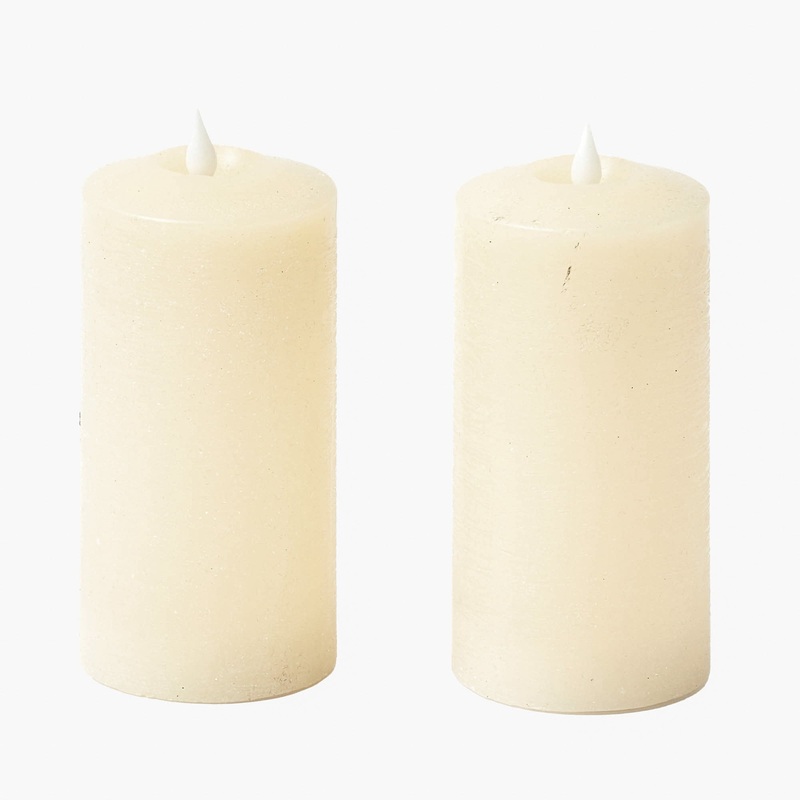 Cream LED Pillar Candle (Pair) – 15cm