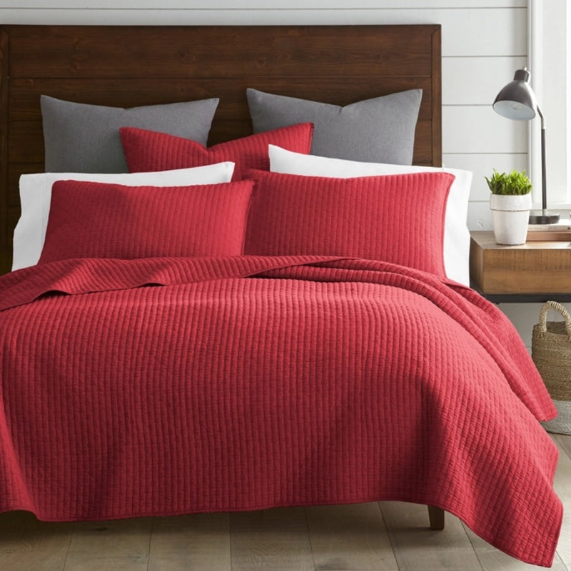 Cross Stitch 100% Cotton Quilt Set – Red