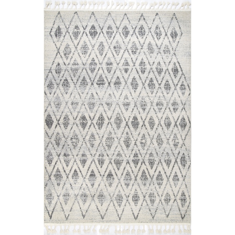 Diamond Trellis Tassel Rug | Beige