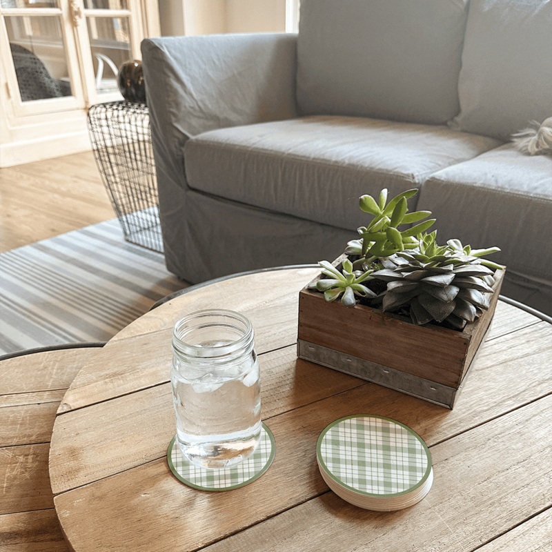 Emily Coaster (Set of 8) | Sage Green – Premium Vinyl Mat