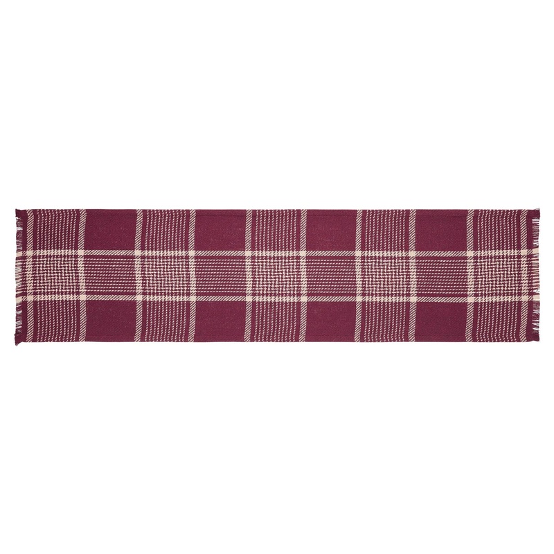 Eston Burgundy Tan Plaid Runner 12×48